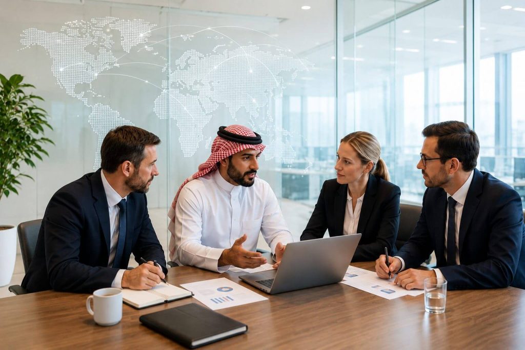 GCC market entry specialist services — Silberson team meeting